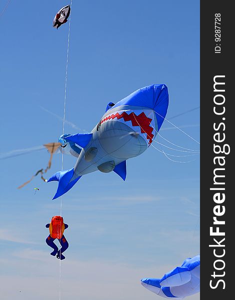 colorful kites on a blue sky