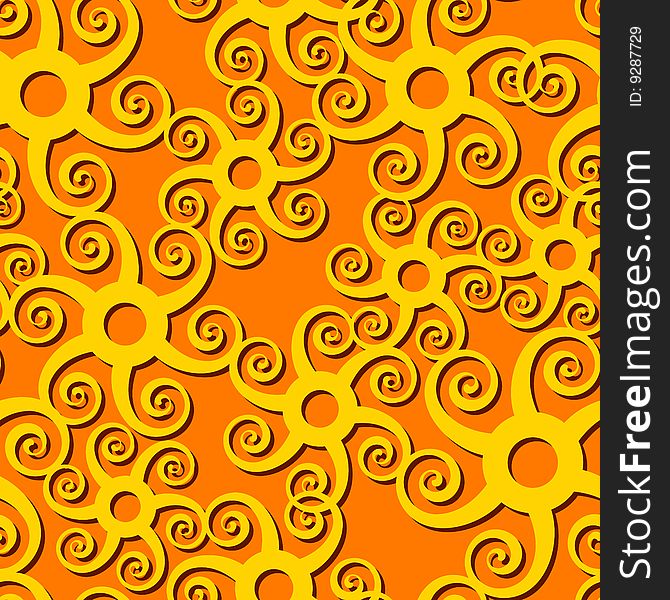 Vector illustration of Seamless Orange Whirl Pattern
