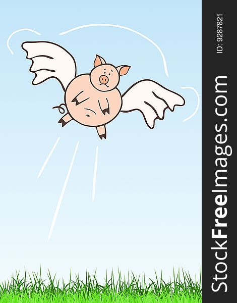 Vector illustration of Flying Hog
