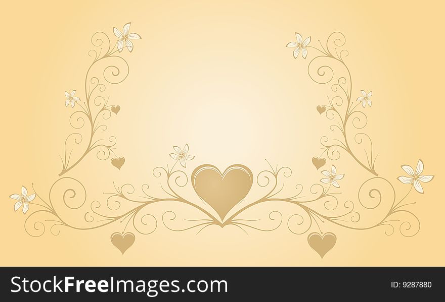 Design background with flowers and hearts. Design background with flowers and hearts