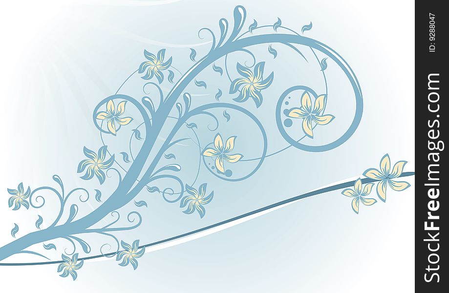 The Blue floral vector card