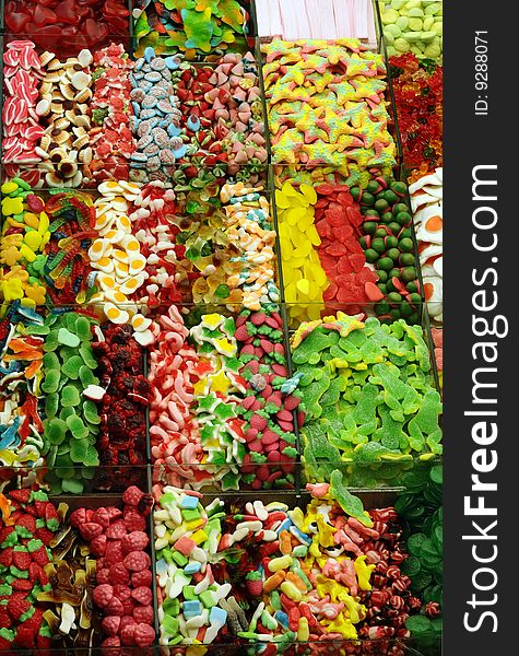 Colorful Candies, La Boqueria Market, Barcelona. Colorful Candies, La Boqueria Market, Barcelona.