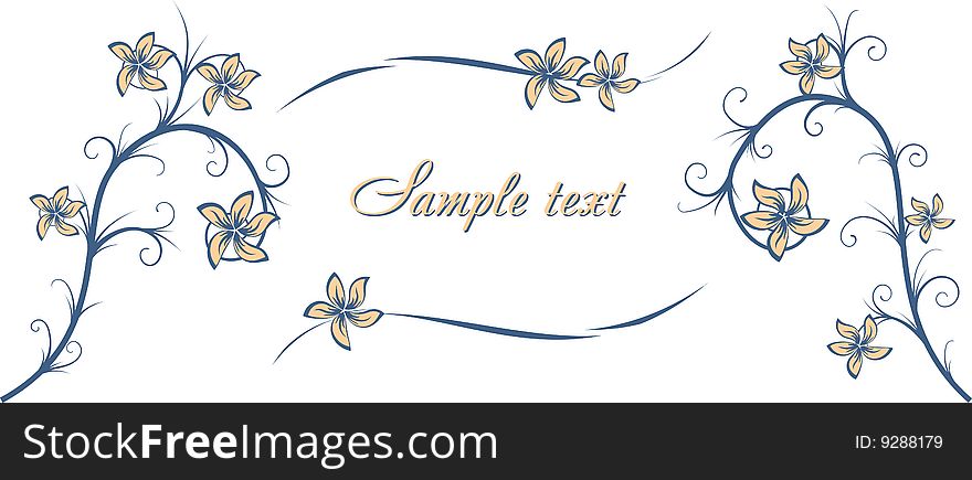 Blue and yellow. Illustration of decorative frame