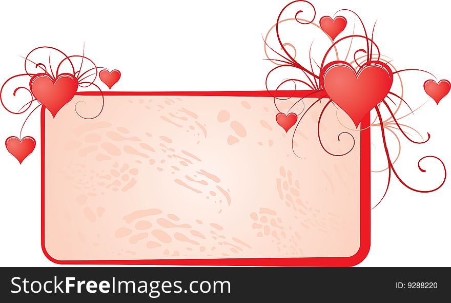 Floral decorative frame with hearts. Floral decorative frame with hearts