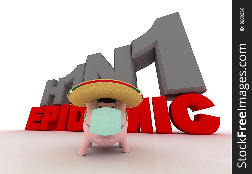 Pig in a medical bandage and a sombrero. Pig in a medical bandage and a sombrero