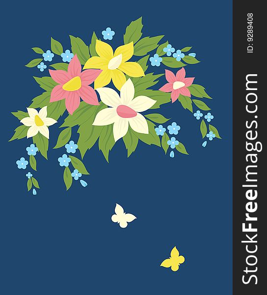 The butterfly flies to a flower . Vector illustration. The butterfly flies to a flower . Vector illustration