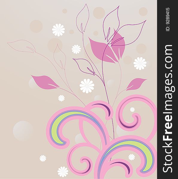 Flowers and waves. Vector illustration. Flowers and waves. Vector illustration
