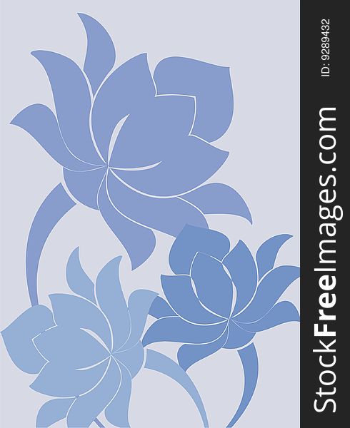 Flowers and waves. Illustration vector. Flowers and waves. Illustration vector