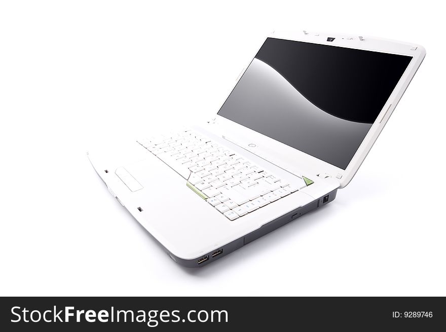 White laptop with mirror screen