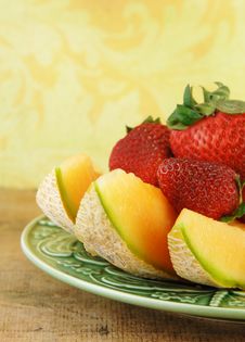 Sliced Cantaloupe And Strawberries Stock Photos Sliced Cantaloupe And Strawberries Stock Photos