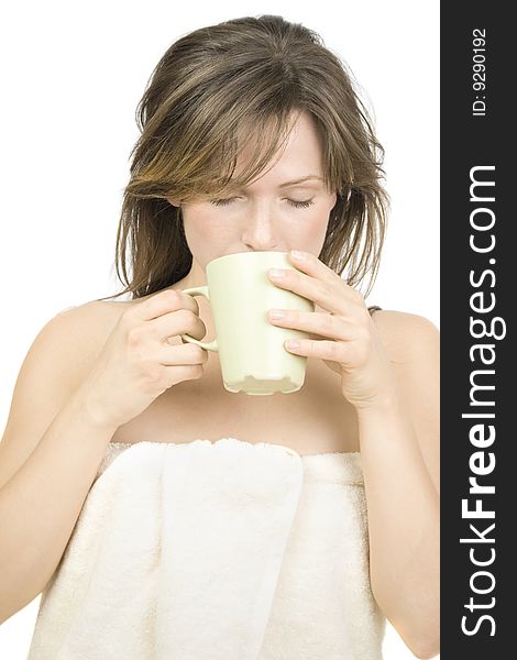 Young Attractive  Woman Drinking Tea