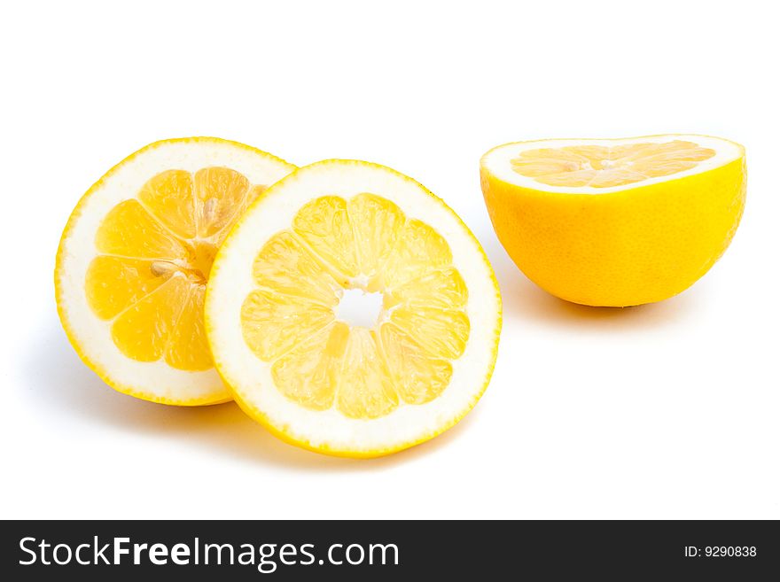 Cuted lemon isolated on white