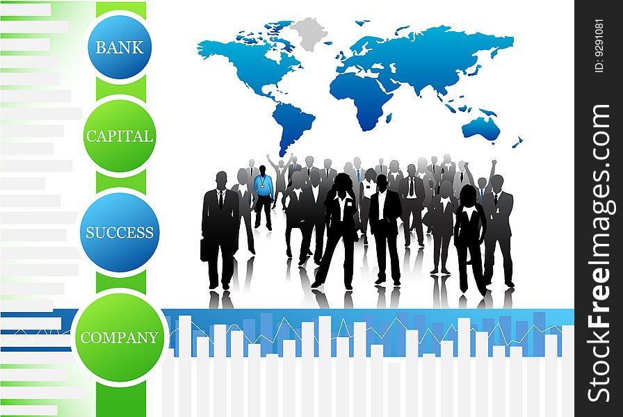 Vector illustration of business team. Concept of world biz. Vector illustration of business team. Concept of world biz