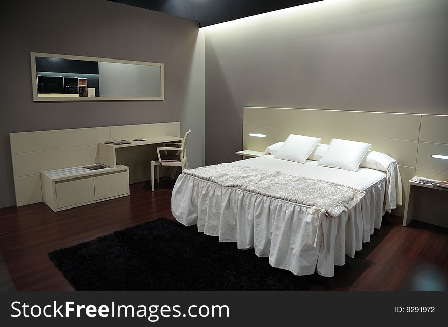 Bedroom interior on white cream color