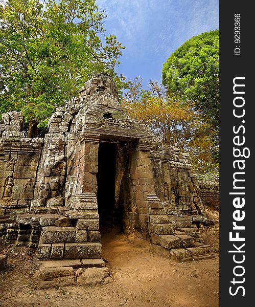 Temple gate at angkor wat cambodia