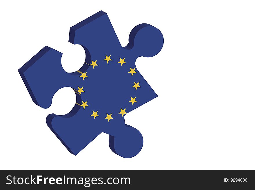 European union flag in shape of jigsaw piece. European union flag in shape of jigsaw piece