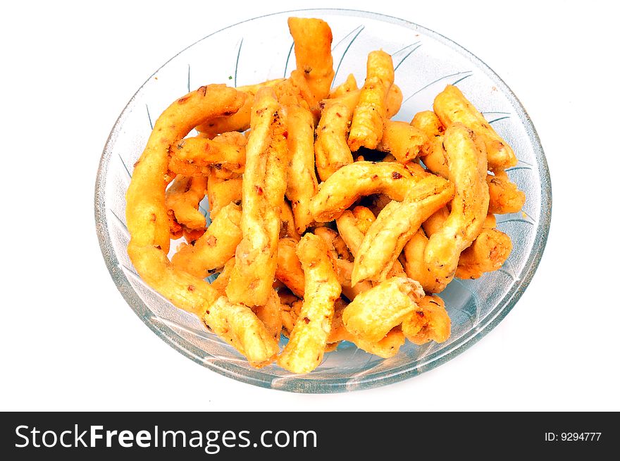 Indian snacks isolated on white background.