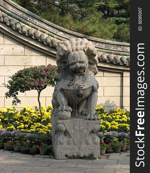 A power stone lions in china