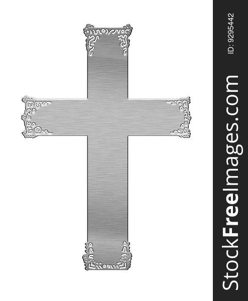 The cross of metals, on the background of white