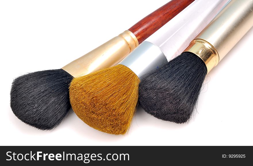 Makeup brushes isolated on white