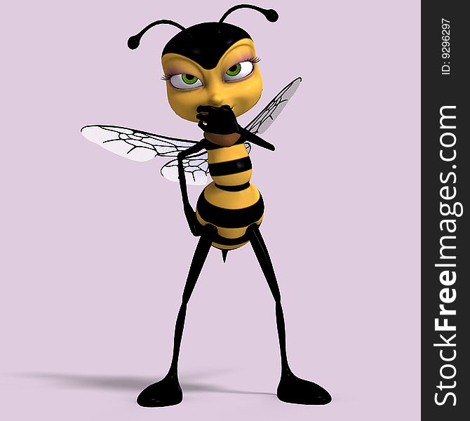 Very Sweet Render Of A Honey Bee In Yellow And