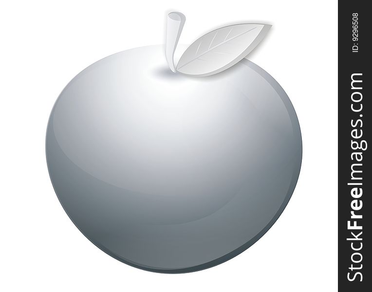 Vector illustration: isolated digital apple, grey and white