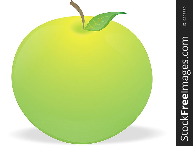 Vector illustration: isolated green tasty apple. Vector illustration: isolated green tasty apple