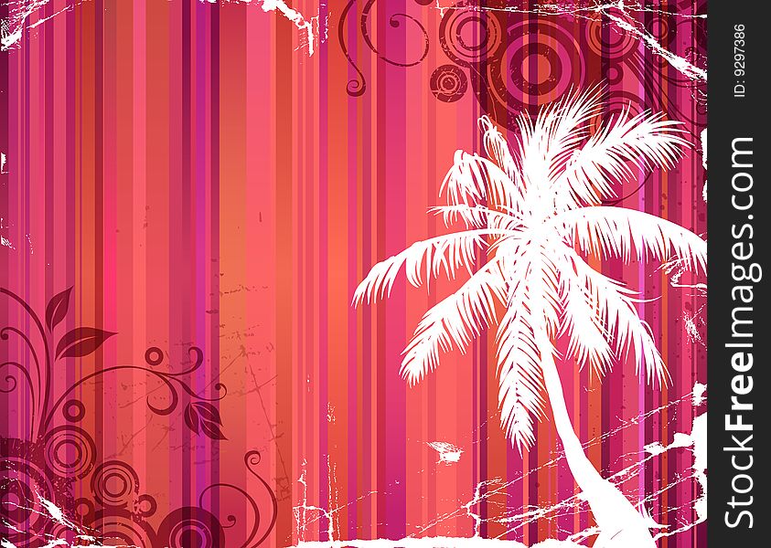 Palms tree on grunge background
