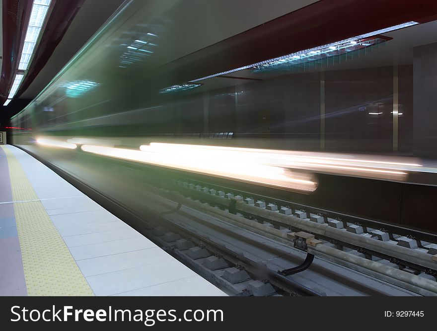 A train entering subway station