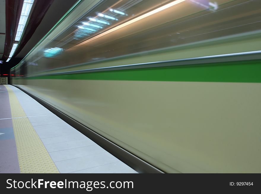 A train entering subway station