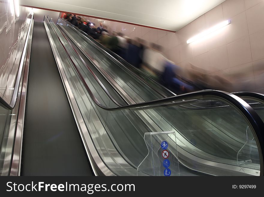 People in escalator merto station. People in escalator merto station