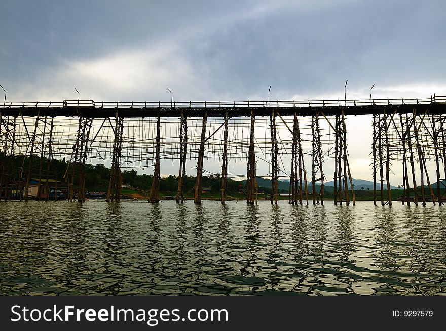 Old wood bridge in Sangkhlaburi, Thailand