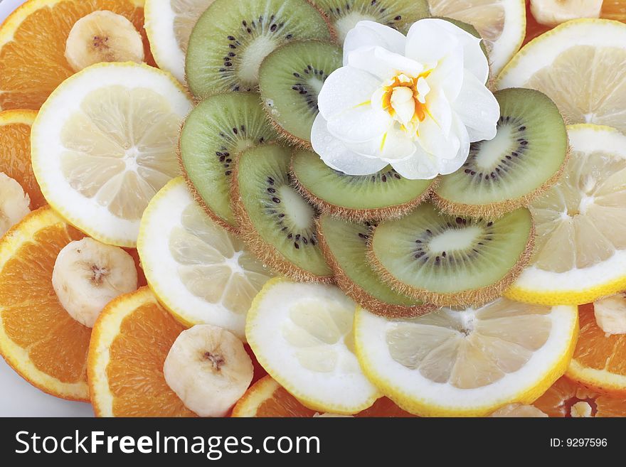 Selection of fruit on serving plate