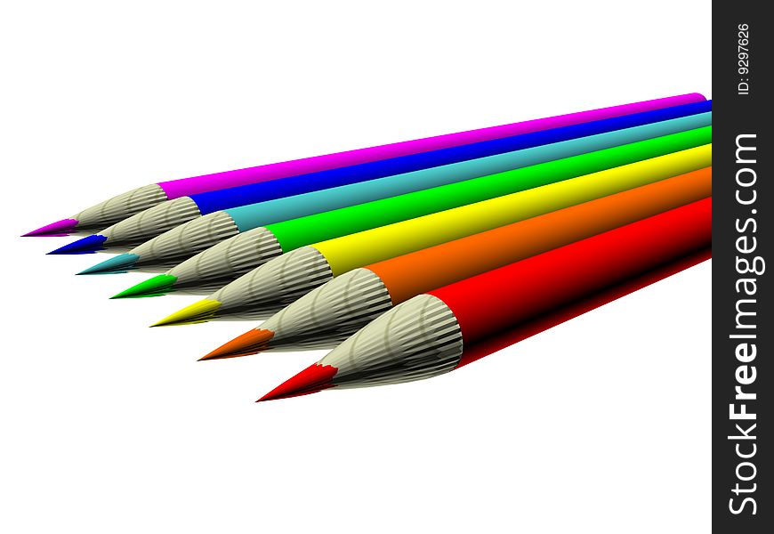 3d pencil set in color. 3d pencil set in color