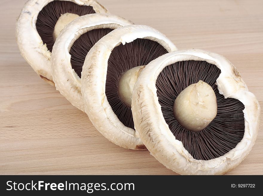 Flat Mushrooms Closeup