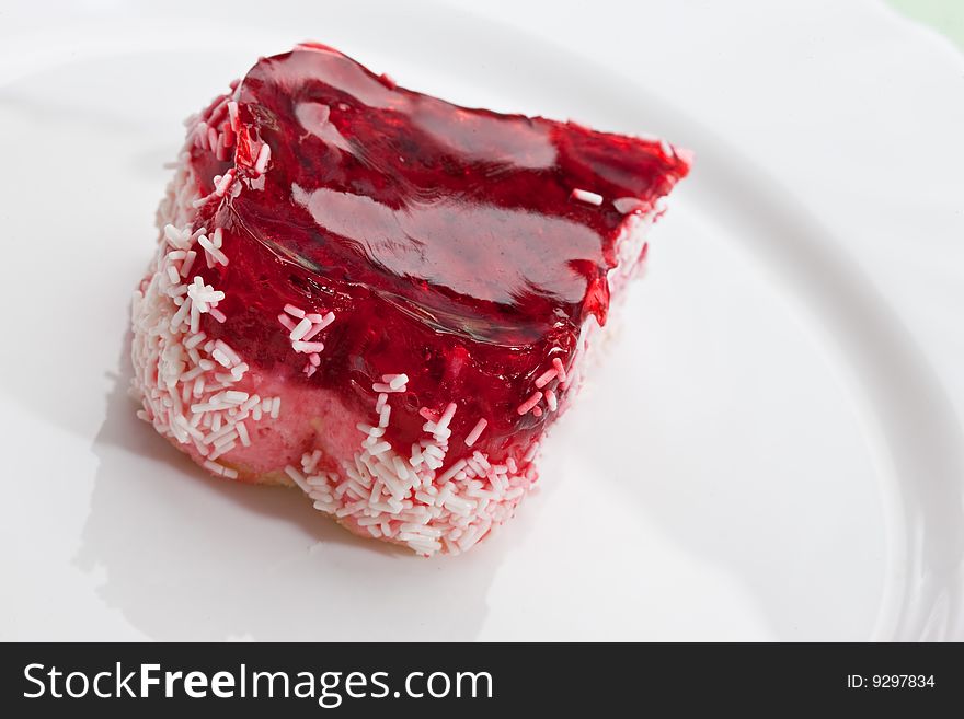 Food series: fancy cake with red raspberry jelly