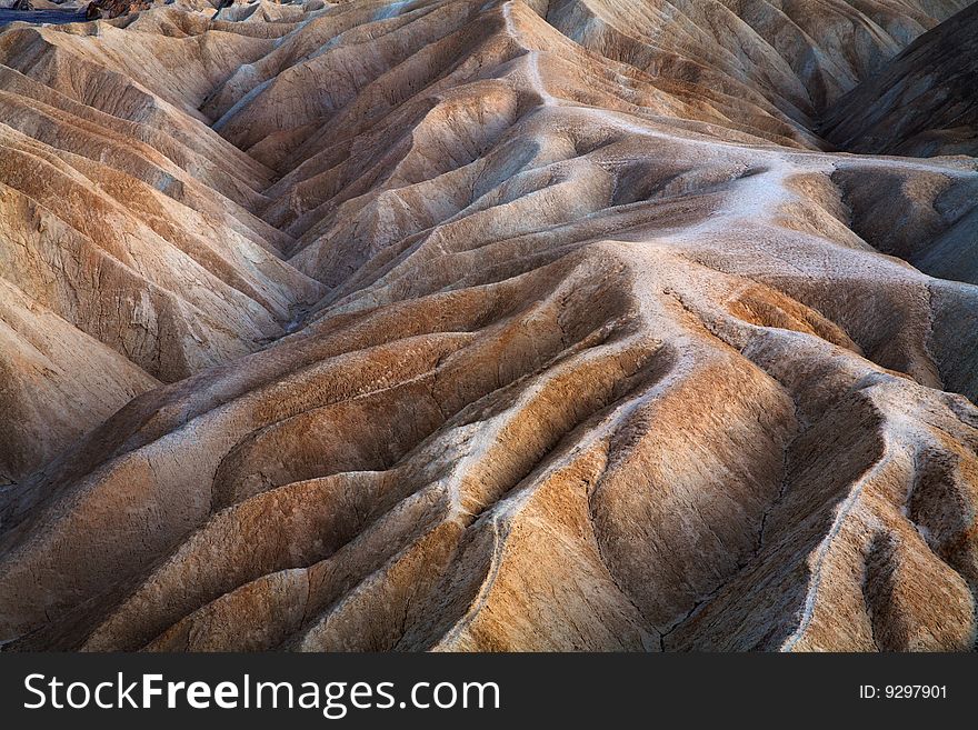 Deeply Furrowed Ridges At Zabriskie Point, Death Valley National Park, California