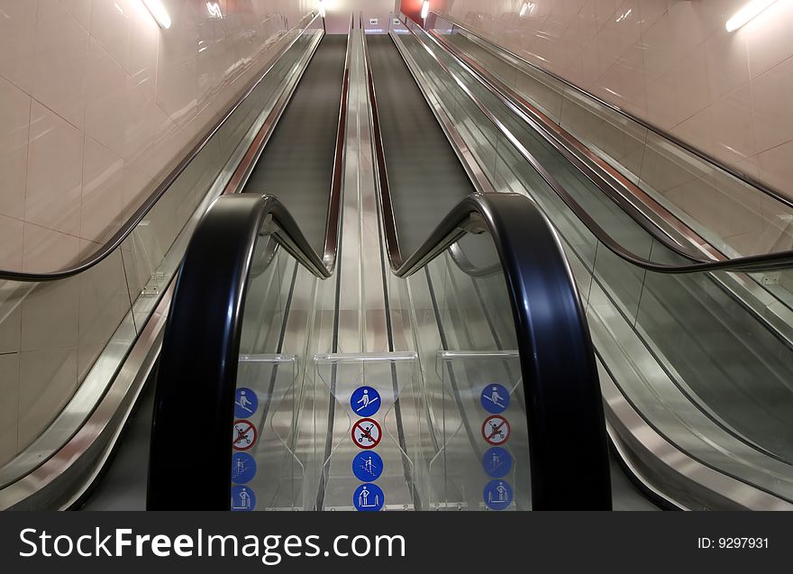 Empty escalator in mero station