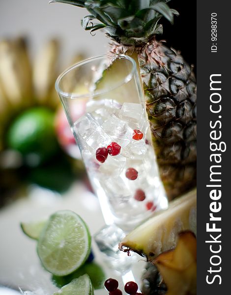 Fresh drink from fruit with ice