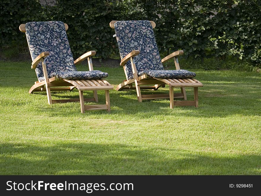 Two bed chairs in the garden. Two bed chairs in the garden