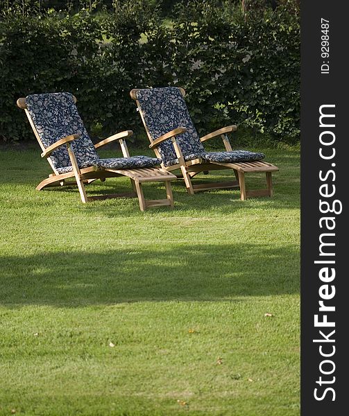 Two bed chairs in the garden. Two bed chairs in the garden