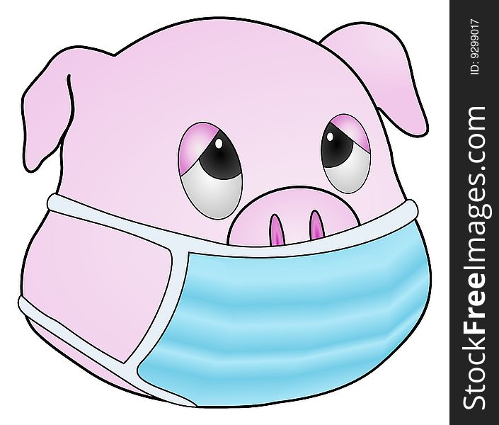 A pig wears a mask to prevent sine flu. A pig wears a mask to prevent sine flu