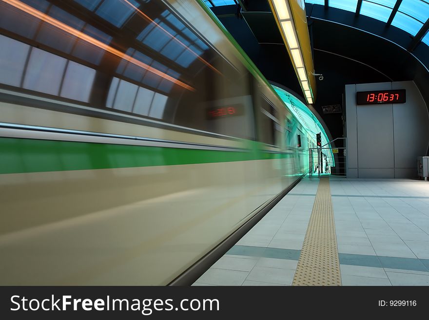 A train entering subway station