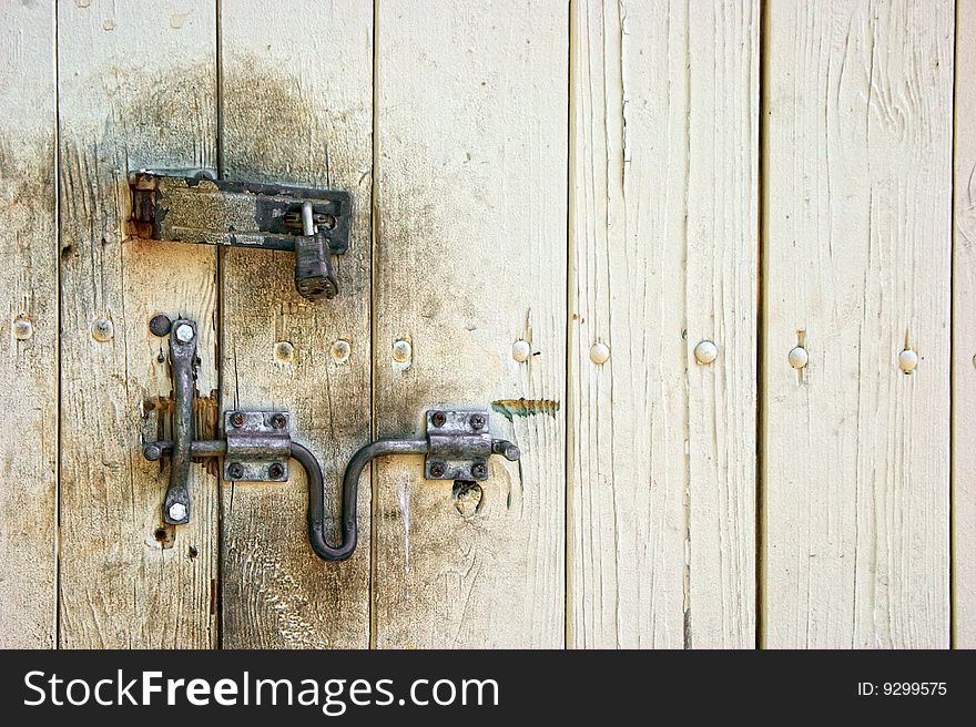 Old Dirty Door With Lock And Hasp