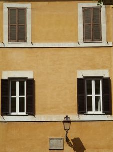 Windows Of Old Building In Rome Stock Photography