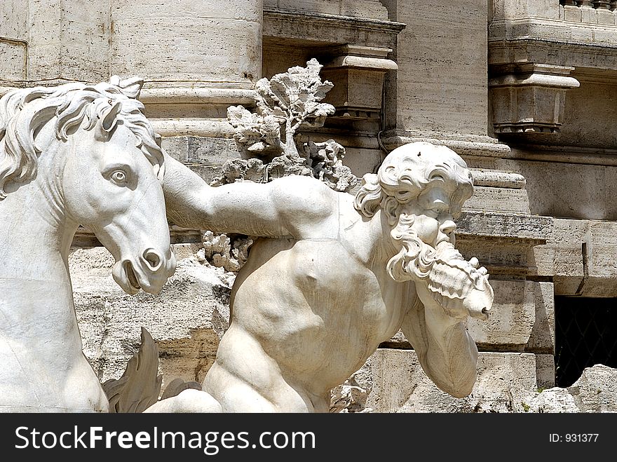 Sea creatures of the Trevi Fountain in Rome