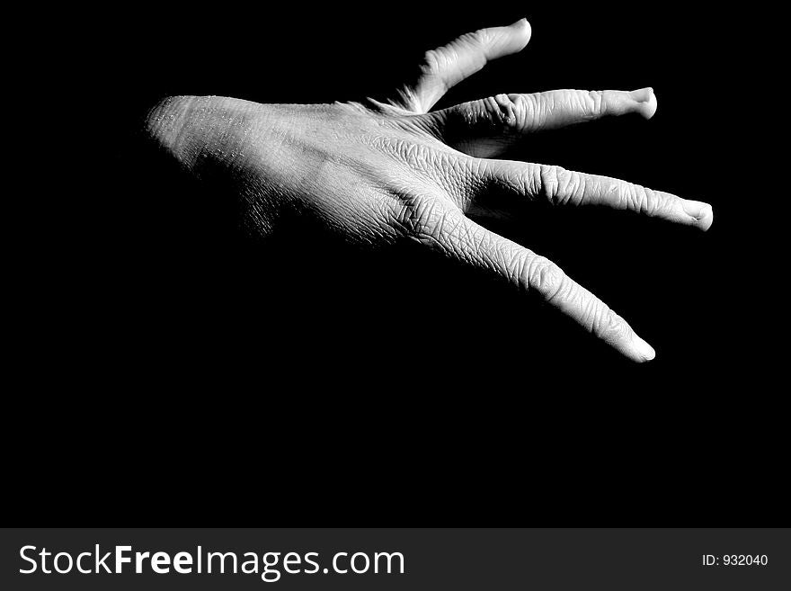 Black and white posed hand