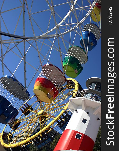 Colourful ferris wheel with blue sky, Luna Park, Sydney, Australia