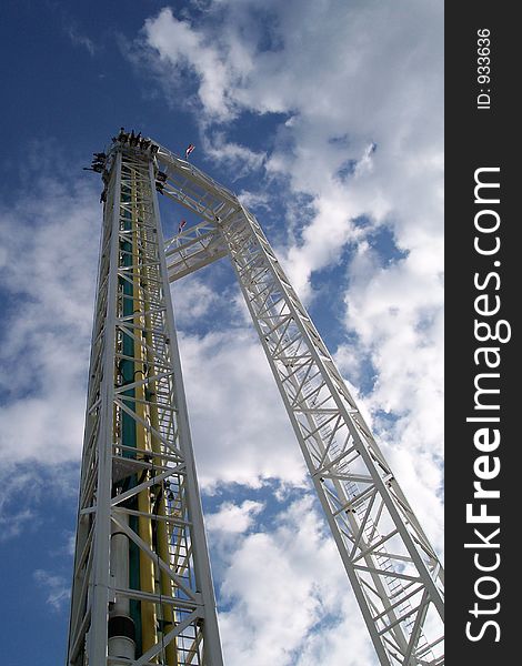 A picture of a ride at an amusement park. A picture of a ride at an amusement park.