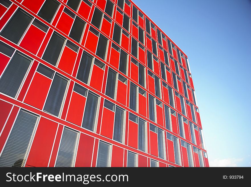 Red Modern Office Building